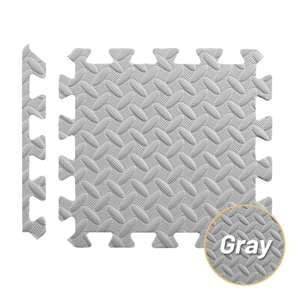 Gray Waterproof Interlocking Mats for Home Gym and Play - SF3475, showcasing non-slip EVA foam tiles for safe exercise and flooring protection.